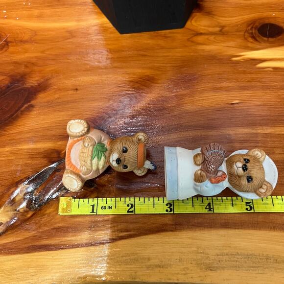 Vintage Homco Set 5312 Ceramic Figurines Thanksgiving Bears Fall Harvest 2 Piece - Picture 6 of 10